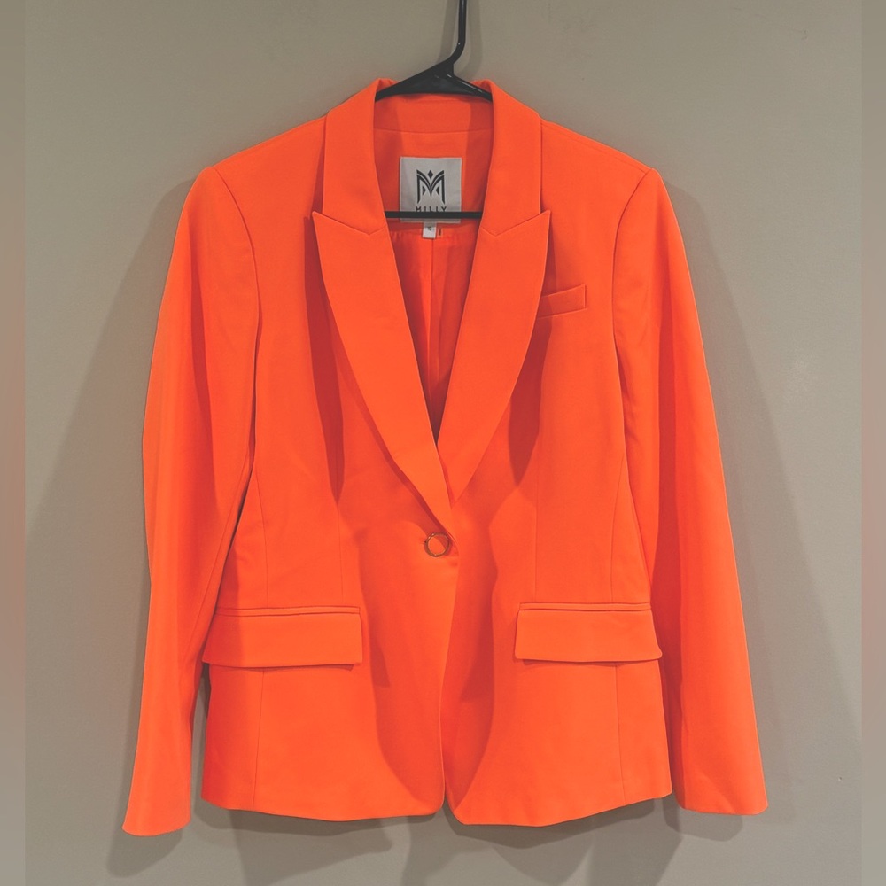 Milly Women's Neon Orange Avery Cady Blazer Sz 10
